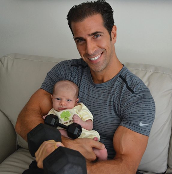 Fitness columnist – and proud first-time papa – Giovanni Roselli with baby Juliet.