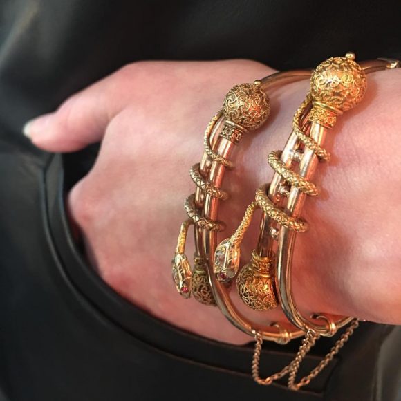 Original Victorian rose gold and yellow gold bangles, featuring diamond and ruby. These rare investment pieces are being sold as a set. Photograph courtesy House of 29 Lifestyle Boutique by Sarah.