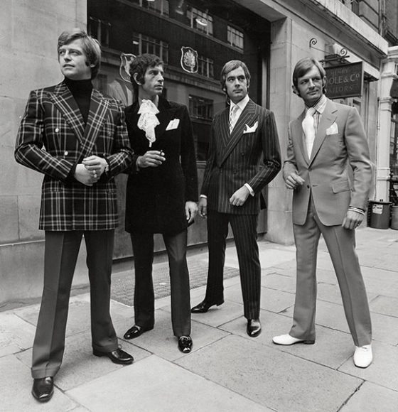 Henry Poole & Co. proves that traditional Savile Row can compete with Carnaby Street: models sent by Poole’s to San Francisco for British Fashion Week in 1971. Henry Poole & Co. archive. Image from "Bespoke: The Masters Tailors of Savile Row" (Thames & Hudson.)