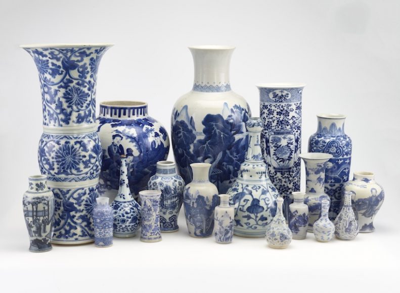 Kangxi porcelain from the Freer Gallery and 3-D printed replicas. Photograph by Robb Harrell.