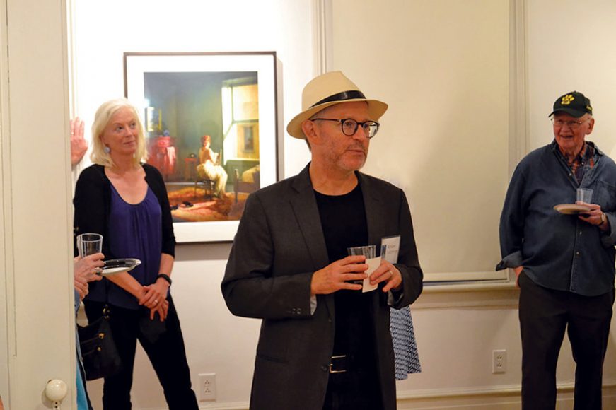 “Hopper Meditations” artist Richard Tuschman at the opening of a display for his work at the Edward Hopper House Art Center in Nyack. Courtesy Robyn Silverstein.