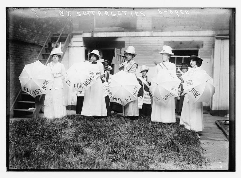 The New Castle Historical Society will host “A Party in Greeley’s Garden: Celebrating 100 Years of
Women’s Suffrage in New York State” on Sept. 15. Here, “N.Y. Suffragettes” (1910-1915). Photograph courtesy of the Library of Congress via New Castle Historical Society.
