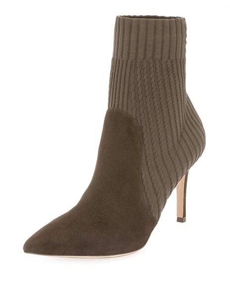 (3) Katie 85 Suede Sock Bootie by Gianvito Rossi, $1,145. Courtesy Neiman Marcus. 