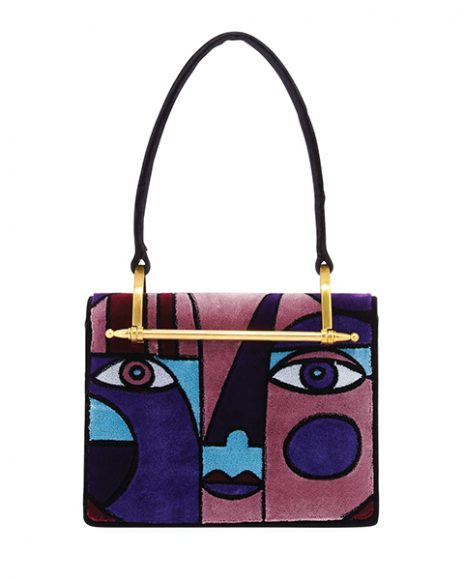 (3) Cubist Velvet Top Handle Bag by Prada, $2,960. Courtesy Neiman Marcus.