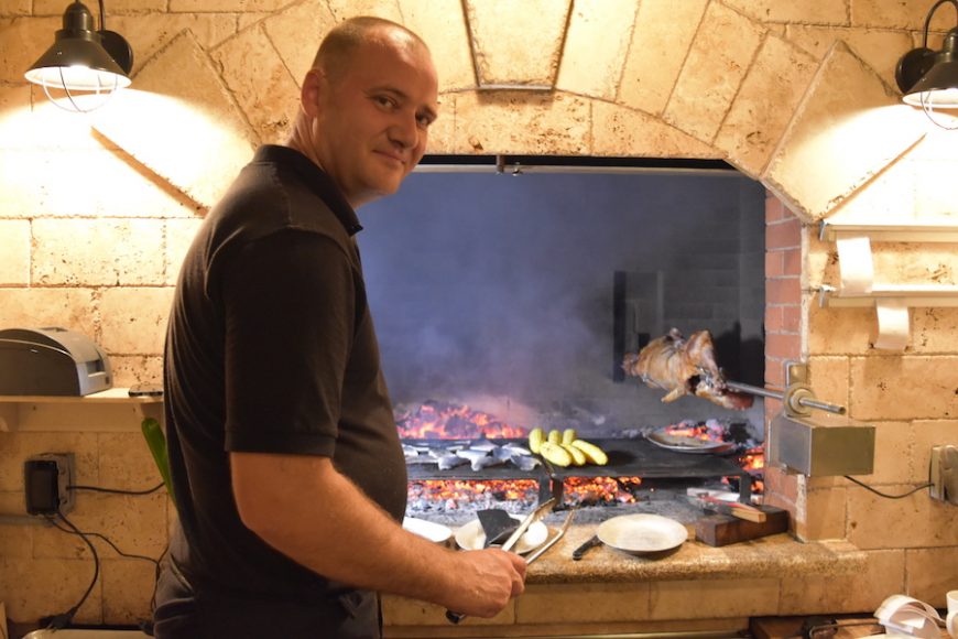 Head Chef Anotnio Selendic works the grill at the anniversary party. Courtesy Dubrovnik Restaurant.