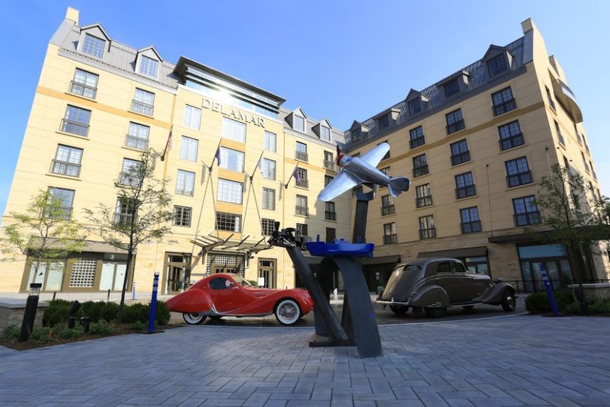 A Delamar West Hartford exterior, event space, junior suite.