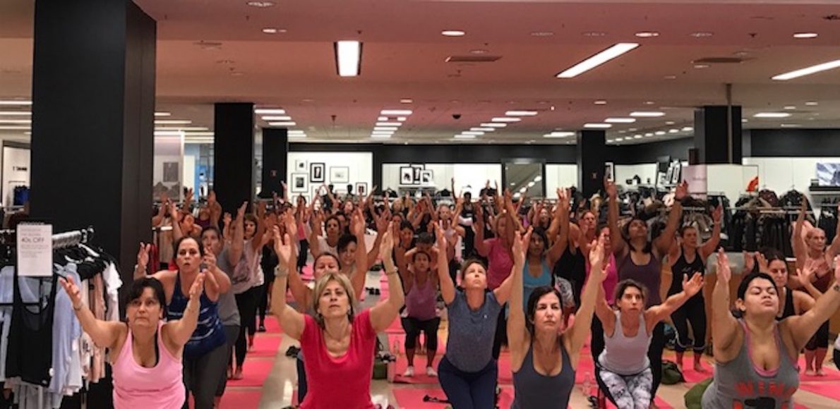 Scenes from “Get Fit With Pink Yoga” at Bloomingdale’s White Plains Oct. 6.
The class was led by instructor Alexis Tomaino. Photographs by Denise Daly/Bloomingdale’s White Plains.
