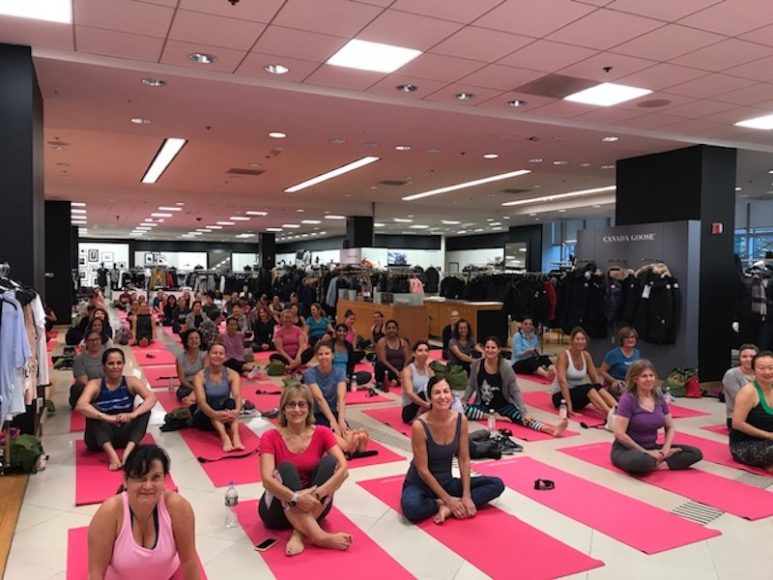 Scenes from “Get Fit With Pink Yoga” at Bloomingdale’s White Plains Oct. 6.
The class was led by instructor Alexis Tomaino. Photographs by Denise Daly/Bloomingdale’s White Plains.
