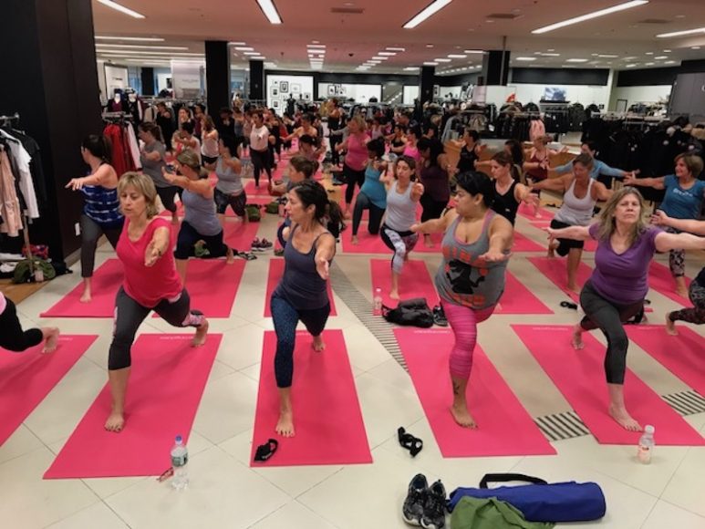 Scenes from “Get Fit With Pink Yoga” at Bloomingdale’s White Plains Oct. 6.
The class was led by instructor Alexis Tomaino. Photographs by Denise Daly/Bloomingdale’s White Plains.
