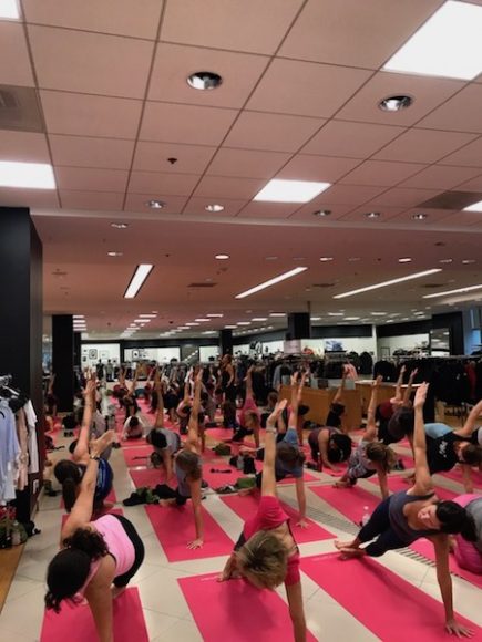 Scenes from “Get Fit With Pink Yoga” at Bloomingdale’s White Plains Oct. 6.
The class was led by instructor Alexis Tomaino. Photographs by Denise Daly/Bloomingdale’s White Plains.
