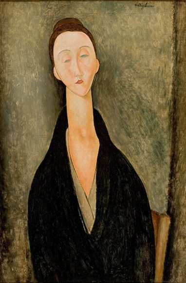 Amedeo Modigliani, “Lunia Czechowska,” 1919, oil on canvas, 31½ x 20½ in. (80 x 52 cm). Museu de Arte de São Paulo. Photograph © by João Musa. Courtesy the Jewish Museum.
