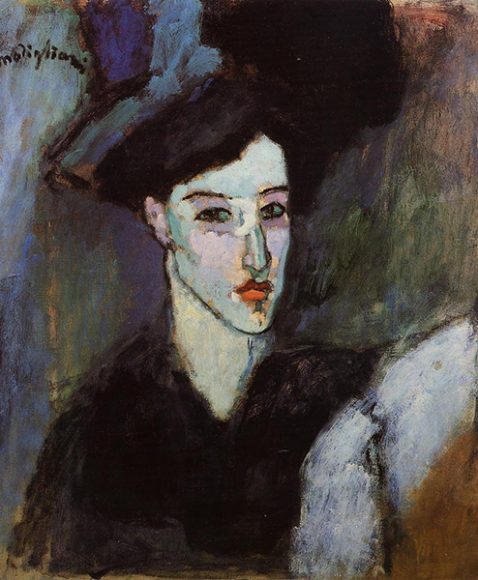 Amedeo Modigliani, “The Jewess,” 1908, oil on canvas, 21⅝ x 18⅛ in. (54.9 × 46 cm), Laure Denier Collection, Paul Alexandre Family, courtesy of Richard Nathanson, London. Courtesy the Jewish Museum.