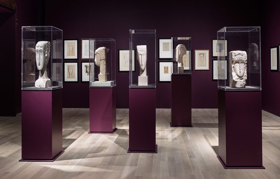 Installation view of the exhibition “Modigliani Unmasked,” which continues through Feb. 4, at the Jewish Museum, New York. Courtesy the Jewish Museum.
