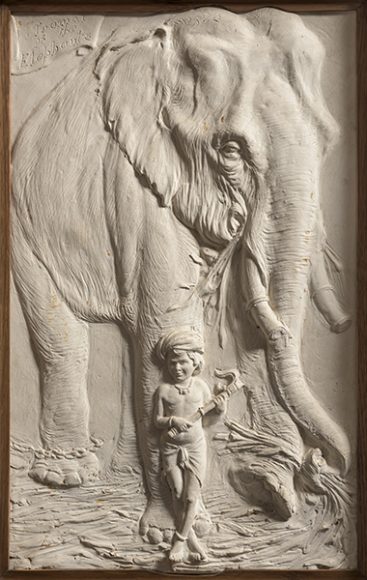 John Lockwood Kipling. "Toomai of the Elephants, ca. 1897." Plaster. National Trust, Bateman’s, NT 761585. © National Trust Images / John Hammond. Image courtesy Bard Graduate Center Gallery.
