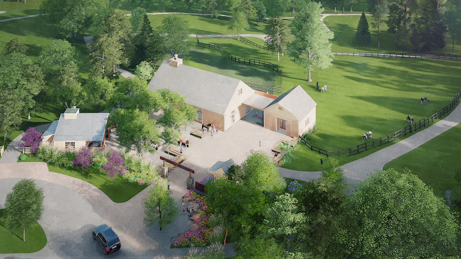 A rendering of an aerial view of the farmhouse. Courtesy Catalyst Marketing Communications Inc. 