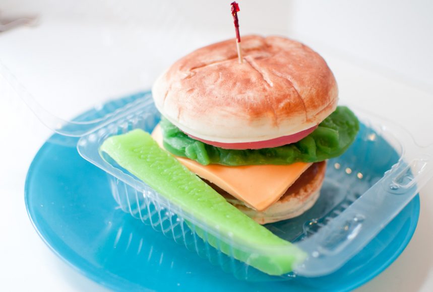 Cheeseburger with pickle soaps. Photographs courtesy Aubrey Apothecary. 