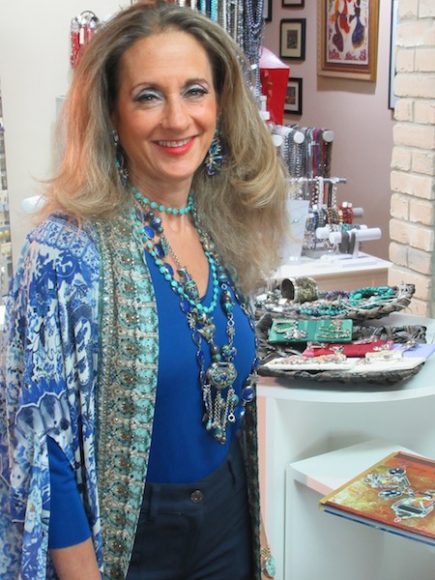 Jewelry designer Amy Kahn Russell in her Ridgefield studio. Photograph by Mary Shustack.