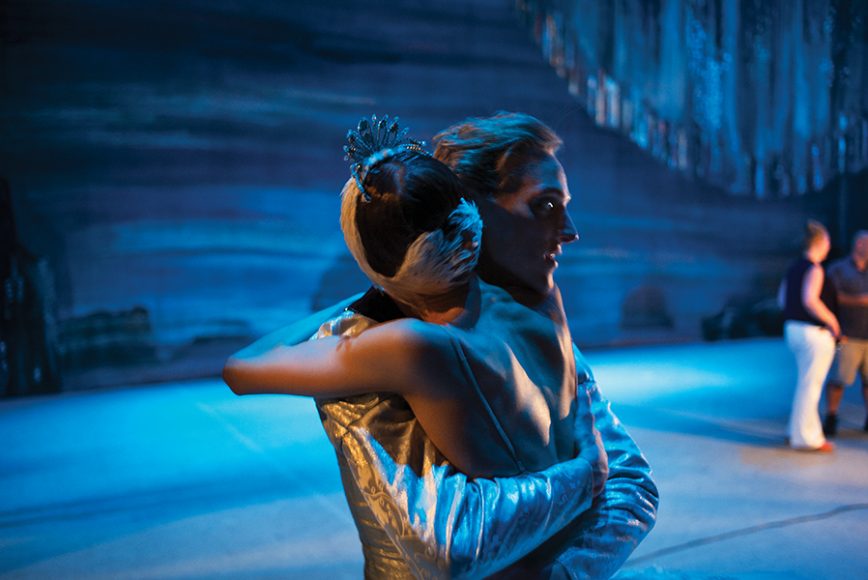 Hallberg embraces Svetlana Lunkina after a performance of the Bolshoi Ballet’s “Swan Lake.” 
Photograph by Henry Leutwyler. From Hallberg’s “A Body of Work” (Touchstone/Simon & Schuster).