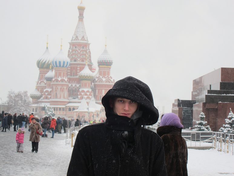 David Hallberg in Moscow’s Red Square experiencing the challenges of a Russian winter. From Hallberg’s “A Body of Work” 
(Touchstone/Simon & Schuster). Photograph courtesy the author.