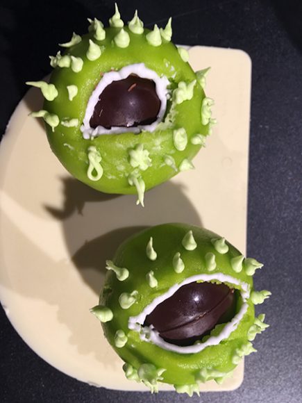 Kickham's completed chocolate "chestnuts."