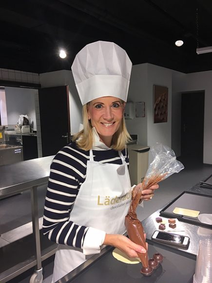 Kickham makes her own chocolate "chestnuts" during a tour with Alpenwild.
