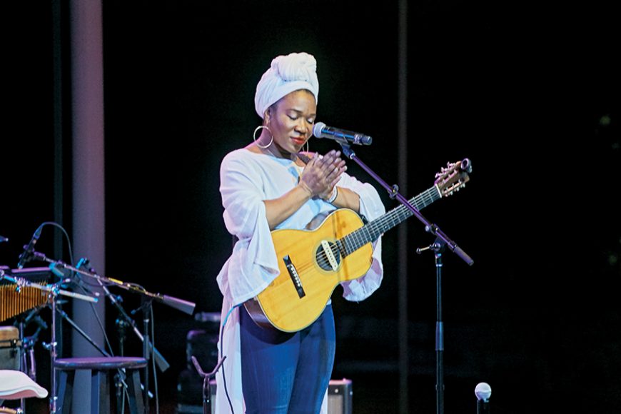 Grammy Award-winning singer-songwriter India.Arie gave a captivating performance at Grace Farms Foundation recently in support of efforts to end modern slavery. Photograph © Hogarth Worldwide. Courtesy Grace Farms Foundation.