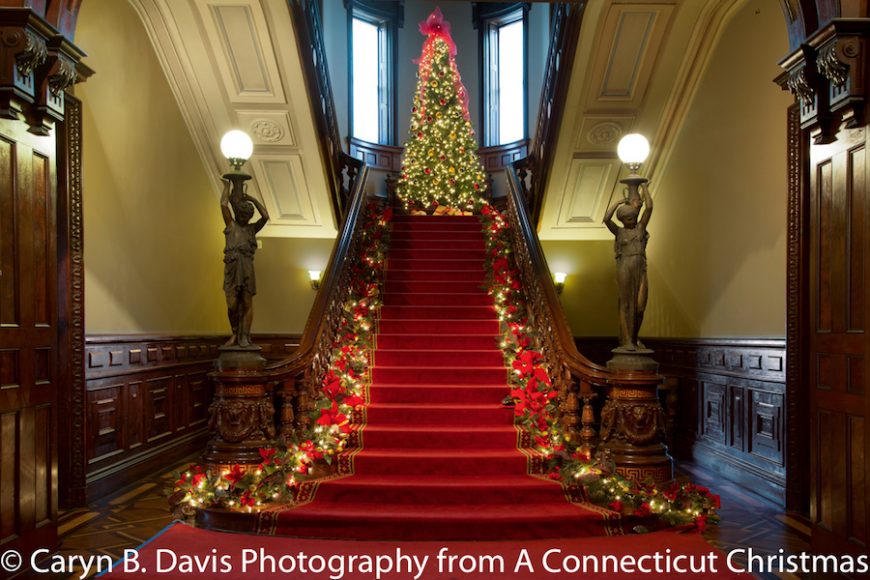 The Lockwood-Mathews Mansion Museum is featured in “A Connecticut Christmas: Celebrating the Holiday in Classic New England Style.” © Caryn B. Davis Photography from “A Connecticut Christmas.”
