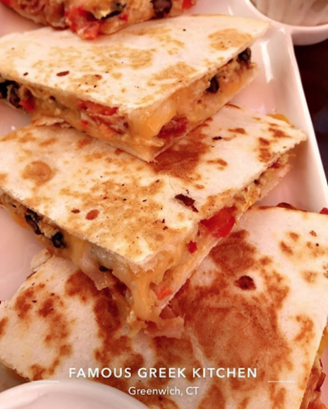 The loaded breakfast quesadilla. Photograph courtesy Famous Greek Kitchen. 