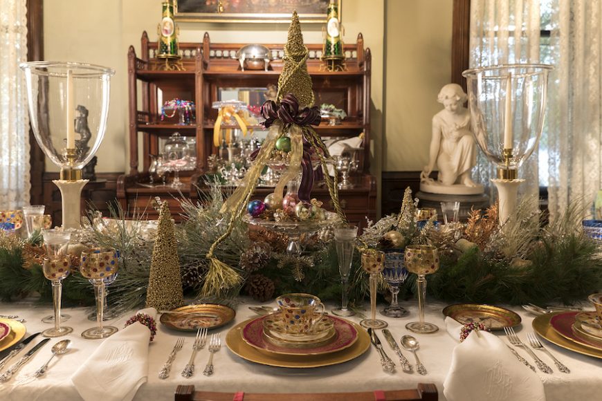 Lavish Victorian holiday traditions are showcased in Glenview, the Hudson River Museum’s Gilded Age home in Yonkers. George Ross photograph courtesy Hudson River Museum.
