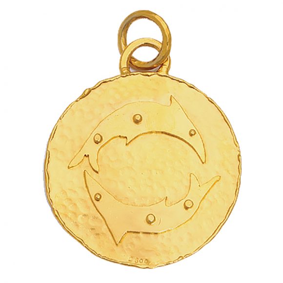 Jean Mahie’s Pisces pendant in 22-karat gold. Courtesy DK Farnum Estate Jewelry.