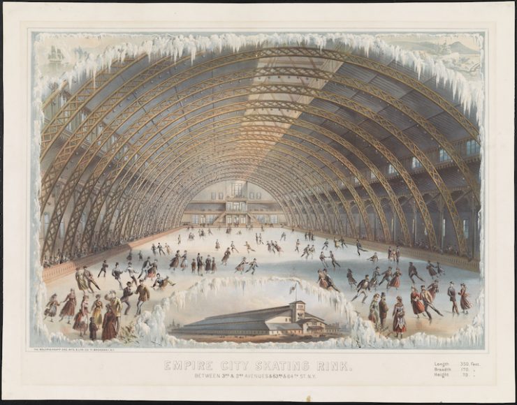 Major & Knapp Engraving, Manufacturing & Lithographic Co., printer. Empire City Skating Rink, ca. 1868. Color lithograph. Museum of the City of New York, The J. Clarence Davies Collection, 29.100.1544. Courtesy Museum of the City of New York.
