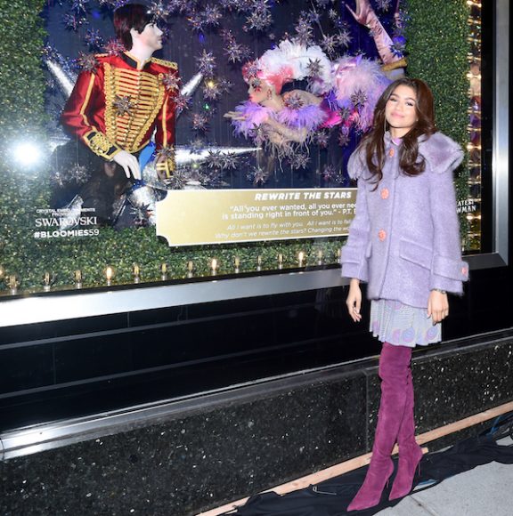 Zendaya, who stars in “The Greatest Showman,” was on hand for the unveiling of the “Greatest Holiday Windows” at Bloomingdale’s 59th Street in Manhattan. BFA/Joe Schildhorn photograph. Courtesy Bloomingdale’s.
