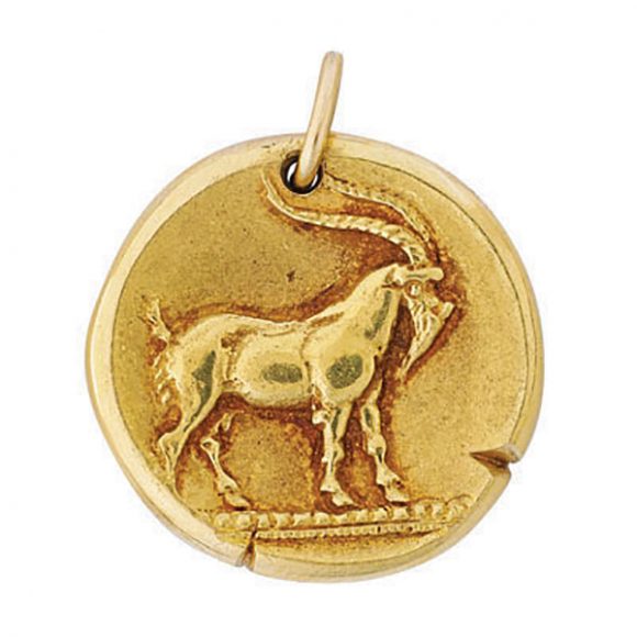 Van Cleef & Arpels’  Capricorn pendant in 18-karat gold. Courtesy Rago Arts and Auction.