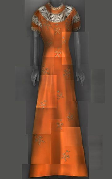 Evening Dress, Elsa Schiaparelli, summer 1939; Brooklyn Museum Costume Collection at The Metropolitan Museum of
Art, Gift of the Brooklyn Museum, 2009; Gift of Arturo and Paul Peralta-Ramos, 1954 (2009.300.1185a, b). Image courtesy of The Metropolitan Museum of Art, Digital Composite Scan by Katerina Jebb. 