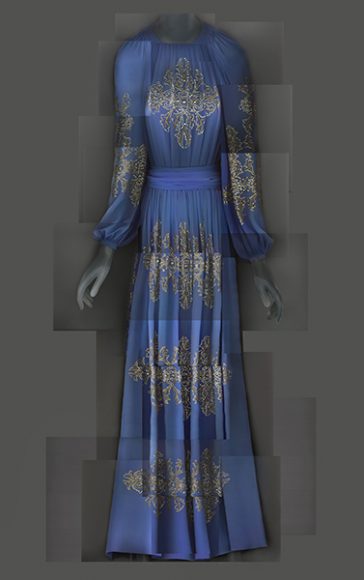 Evening Dress, Jeanne Lanvin for House of Lanvin, 1939; The Metropolitan Museum of Art, Gift of Mrs. Harrison Williams, Lady Mendl, and Mrs. Ector Munn, 1946 (C.I.46.4.17a–c). Image courtesy of The Metropolitan Museum of Art, Digital Composite Scan by Katerina Jebb.