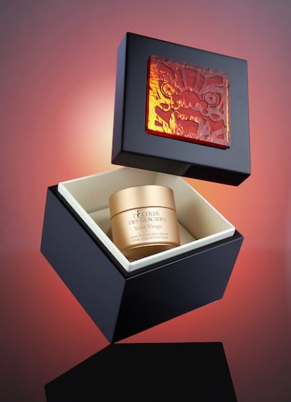 Valmont is offering a limited Red Dragon Edition of its l’Elixir des Glaciers for the holiday season. Courtesy Valmont.