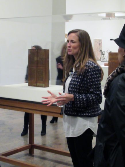 Mary Clare McKinley, a London-based independent art historian and the curator of “Birds of a Feather: Joseph Cornell’s Homage to Juan Gris,” led a walk through the exhibition during the Jan. 22 press preview. Photograph by Mary Shustack.