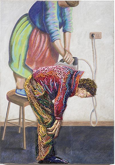 Federico Uribe’s "Obedience" (2014), color pencils and pencil drawing. From his “Built-in Colors” series. 