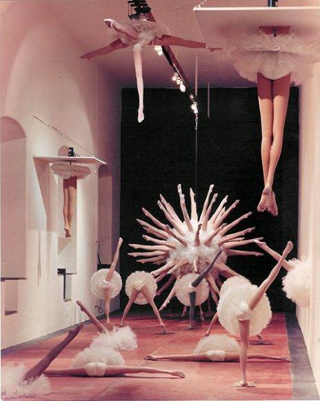 Federico Uribe’s "Sylphides" (2000), mannequin legs, fabric, and electric motors. From his "Sylphides" series. Exhibited at Instituto Cabañas, Guadalajara, Mexico. Collection of the artist.