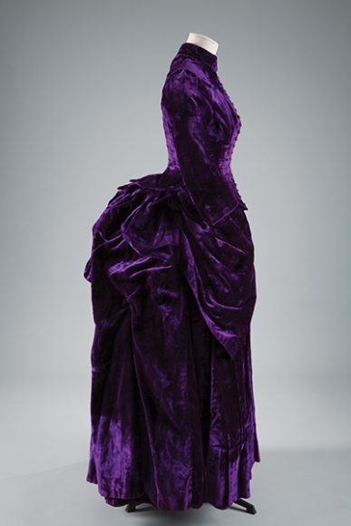 Dress, silk crushed velvet, c. 1887, England, museum purchase. Photograph courtesy The Museum at FIT.