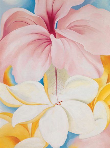 Georgia O’Keeffe.
Hibiscus with Plumeria, 1939. Oil on canvas, 40 x 30 in. Smithsonian American Art Museum. Gift of Sam Rose and Julie Walters.  © 2018 Georgia O’Keeffe Museum / Artists Rights Society (ARS), New York.