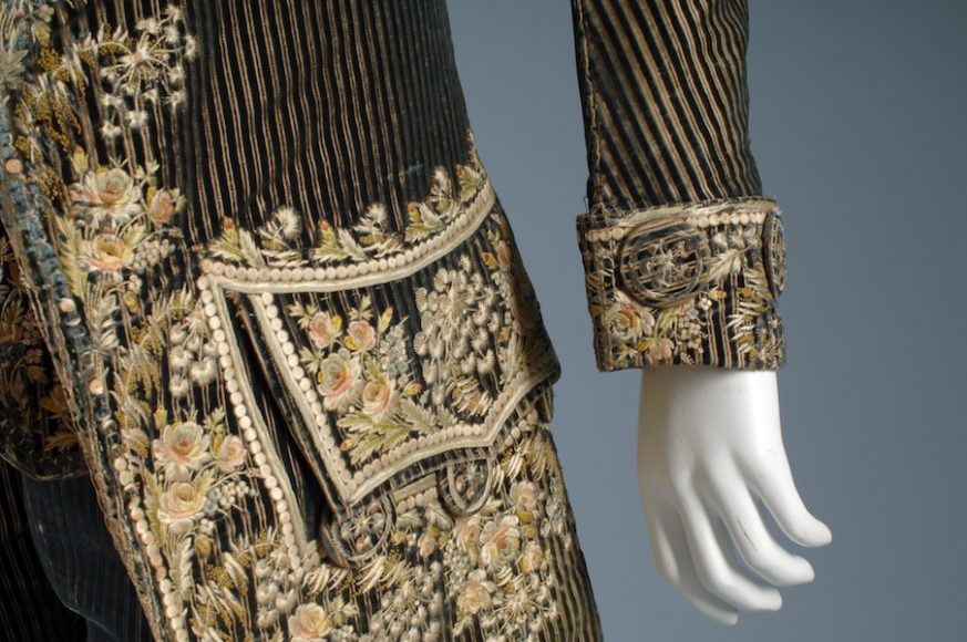 Man’s suit, velvet with silk embroidery, c. 1785, France, museum purchase. Photograph courtesy The Museum at FIT.