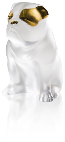 The Bulldog sculpture, clear and gold stamped, from Lalique’s Zodiac 2018 collection, created to honor the Year of the Dog. Image courtesy Lalique.