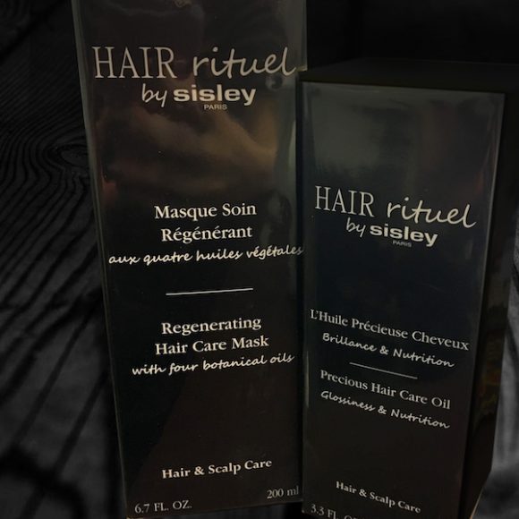 From left, the Hair Care Mask with Four Botanical Oils (200ml for $95) and Precious Hair Care Oil Glossiness and Nutrition (100ml for $100). Photograph by Danielle Renda.