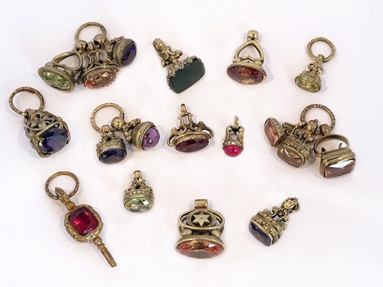 English jeweled fobs. Photograph by Julie Betts Testwuide.  