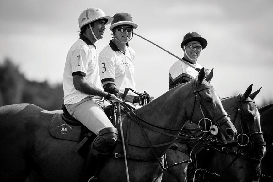 Matias Magrini, Joao Ganon and Mariano Aguerre are among the players in action in Wellington. Photograph by Juan Lamarca. Courtesy Greenwich Polo Club.
