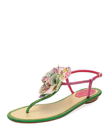 (3) Embellished Leather Flat Sandal by René Caovilla, $1,095. Photograph courtesy Neiman Marcus Westchester.