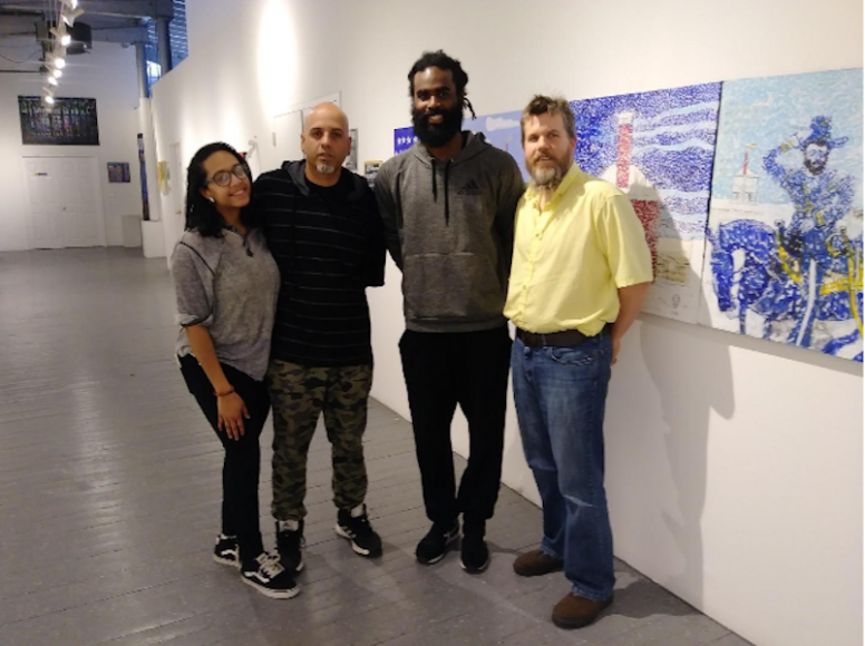 : Patricia Santos and Jose A. Golzalez, both of YOHO Artists Open Studio, Anthony Bailey of PowerLab, and Adam Shultz of YOHO Artists Open Studio and Yonkers Arts Weekend. Photograph by John Wujcik.