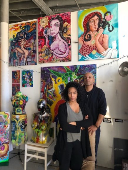 Patricia Santos and Jose A. Gonzalez share a studio in YOHO. They are involved in curatorial work around Yonkers, creating shows in a variety of venues with their collective, We Art 1. Photograph by Lee Romero.