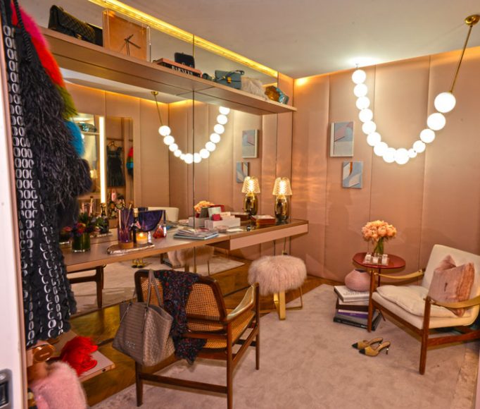 Marcia Tucker Interiors of Greenwich created a sophisticated Dressing Room, seen here, along with a master bathroom for the Kips Bay decorator show house, opening May 1 in Manhattan. Photograph by Bob Rozycki.